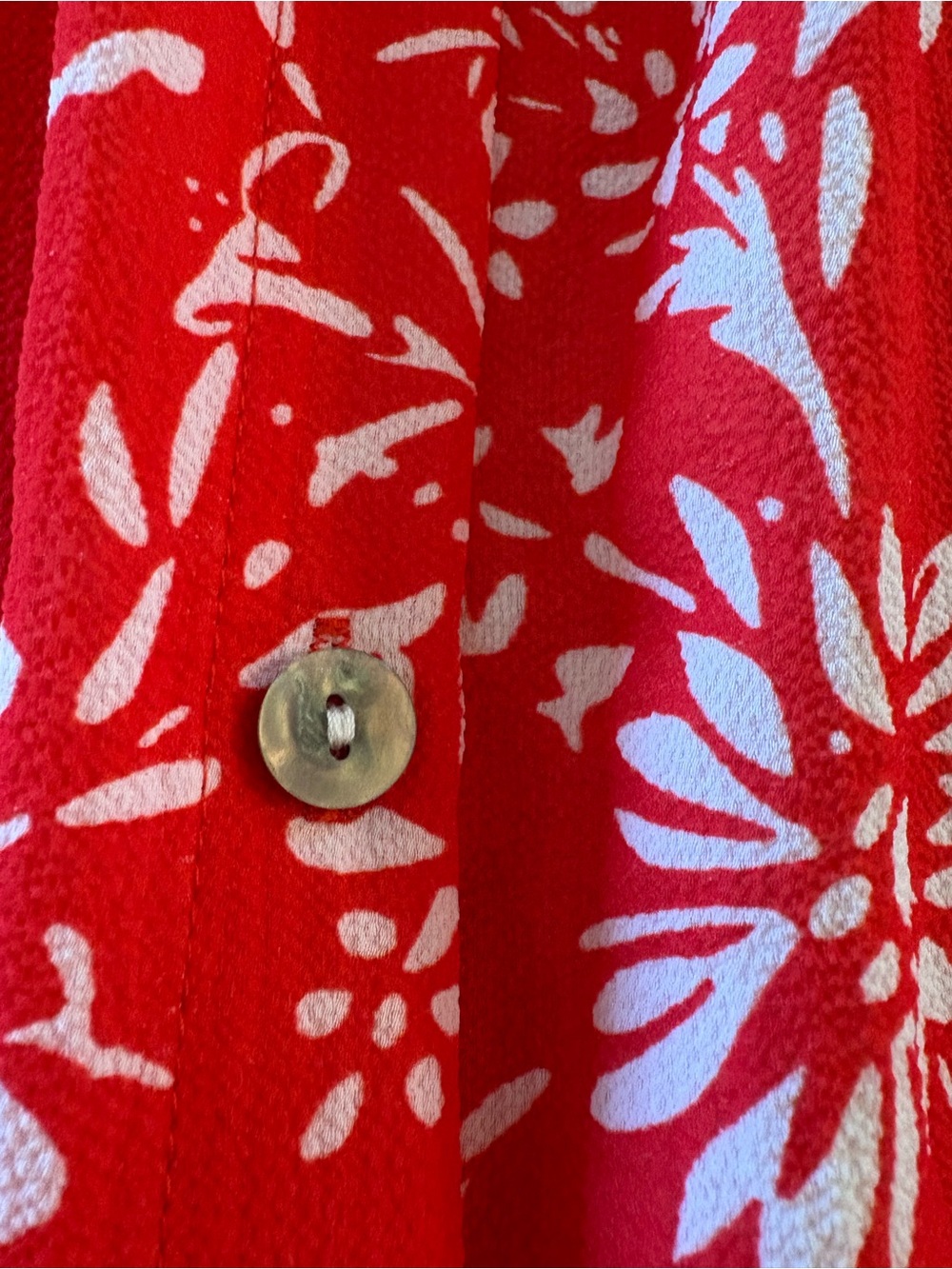 Red Orange Floral Button-Front Midi Dress - Picture 3 of 6